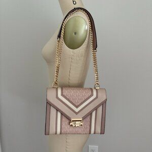 Michael Kors Rose Signature Coated Canvas and Leather Whitney Shoulder Bag